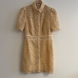 Sandro Lace Button-Down Dress in peach